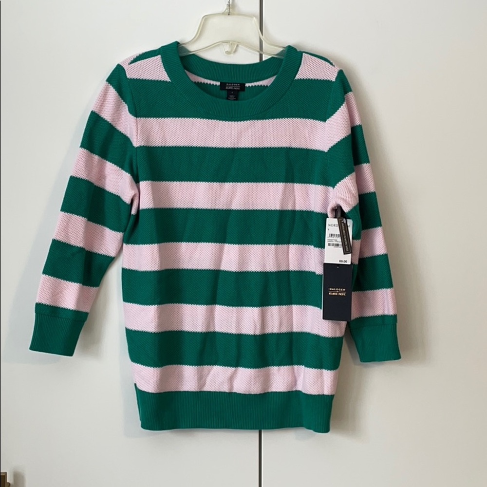 Pink and Green striped Halogen Sweater